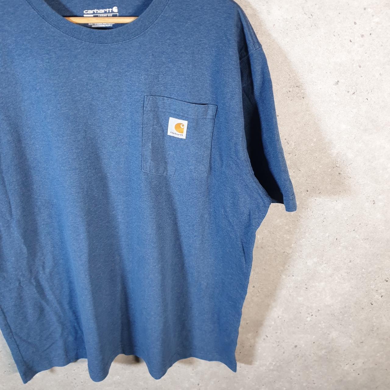 Vintage Carhartt Pocket T Shirt Men’s Large Blue Workwear Chore Utility Loose Fit