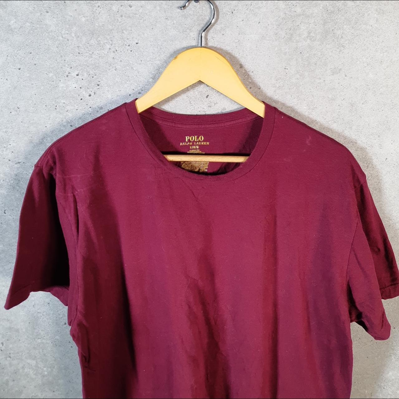 Vintage Ralph Lauren Polo T Shirt Men’s Large Burgundy Embroidered Pony Classic Fit C9142