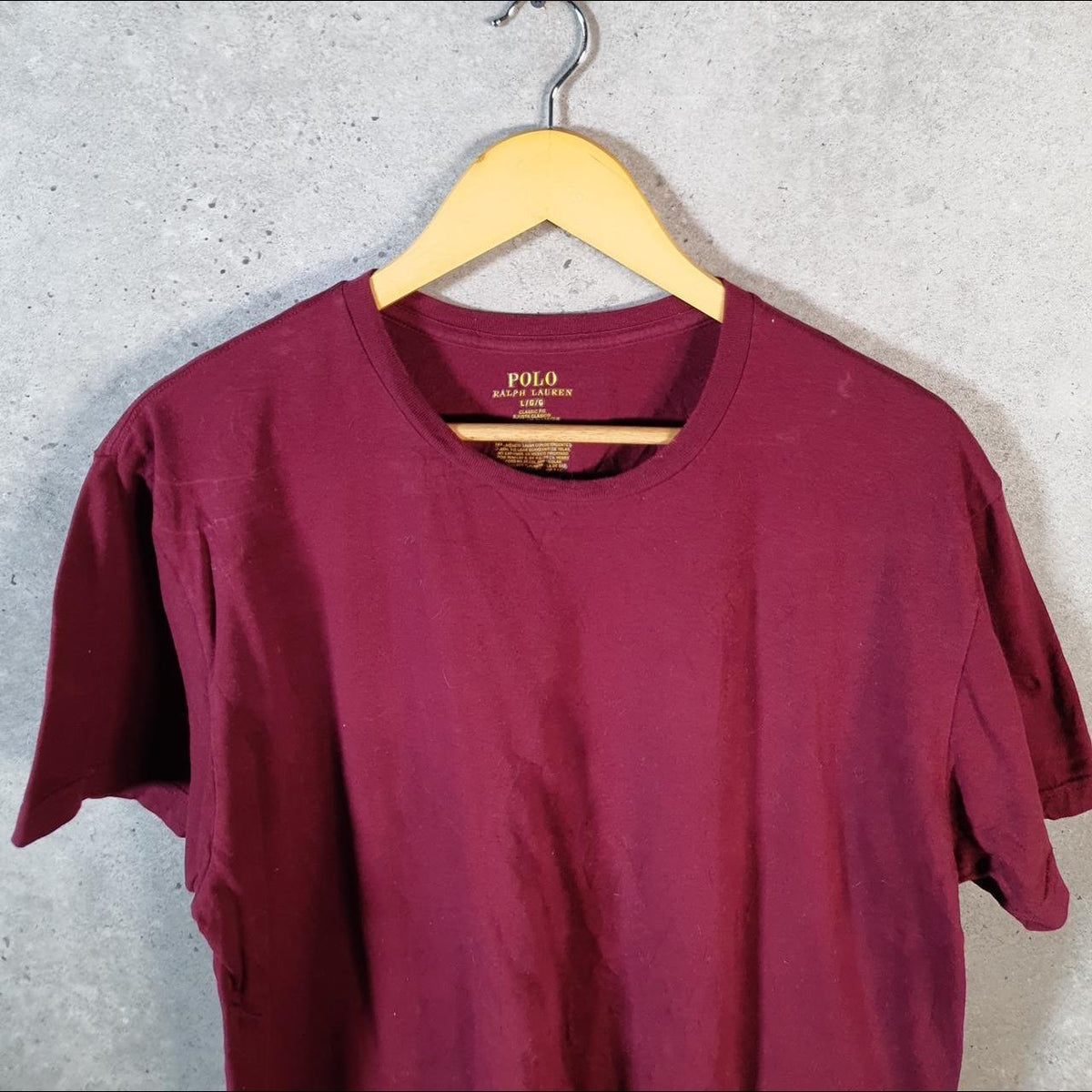 Vintage Ralph Lauren Polo T Shirt Men’s Large Burgundy Embroidered Pony Classic Fit C9142