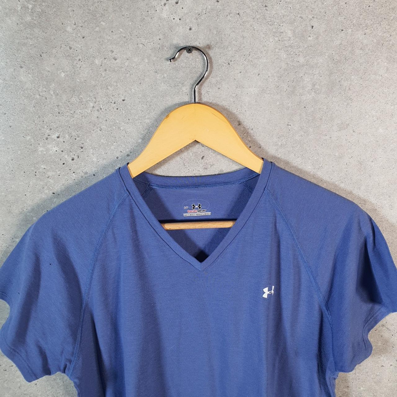 Vintage Under Armour Spellout T Shirt Shirt Womens Large Blue Loose Heat Gear Athletic C9667