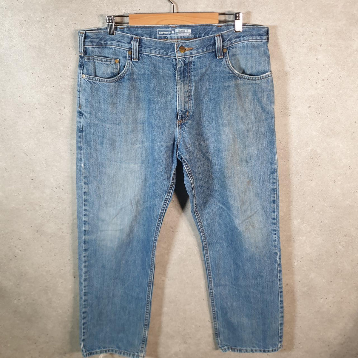 Vintage Carhartt Workwear Carpenter Jeans Mens W38 L30 Blue Denim Relaxed Fit USA