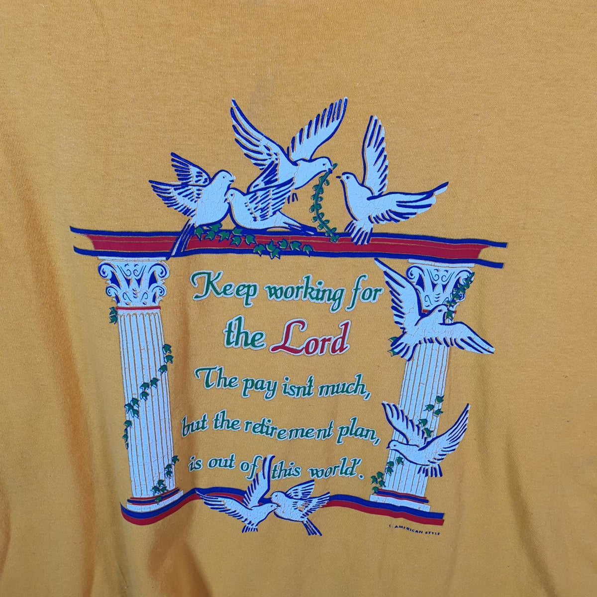 Vintage Paradise Garage Jesus Church 90s USA Single Stitch T Shirt Men’s Large yellow