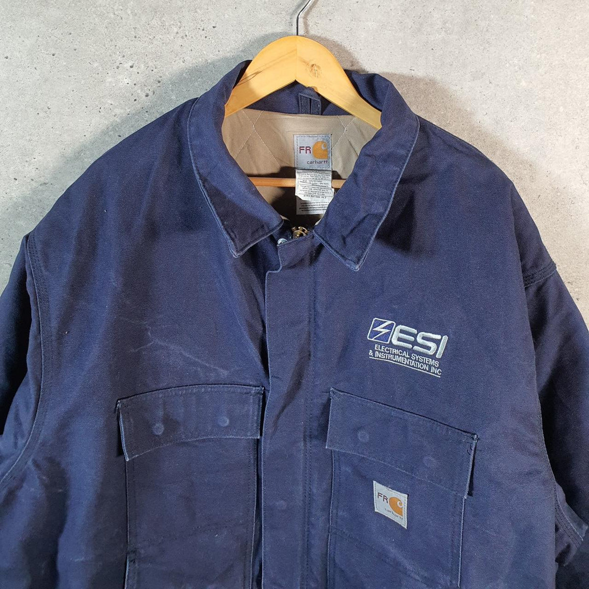 Vintage Carhartt FR Work Duck Lined Jacket Men’s 3XL Blue Workwear Canvas USA G2105