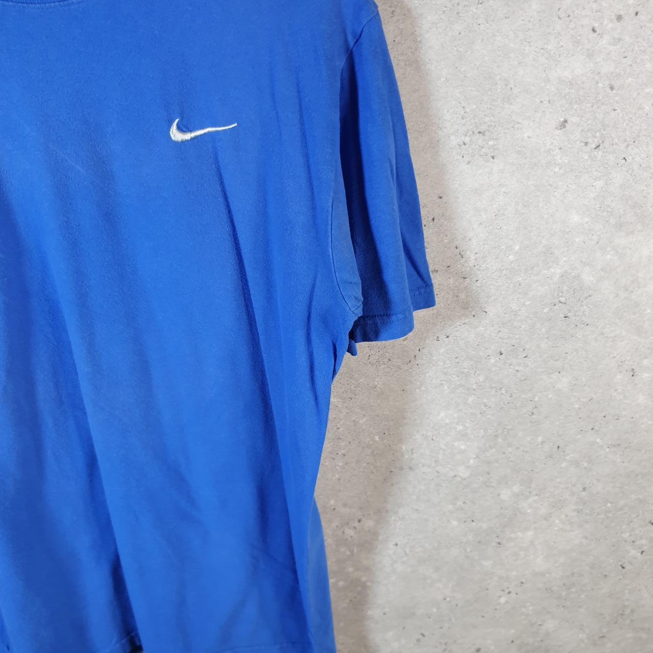 Vintage Nike Embroidered T Shirt Men’s Medium Blue Logo Swoosh Athletic