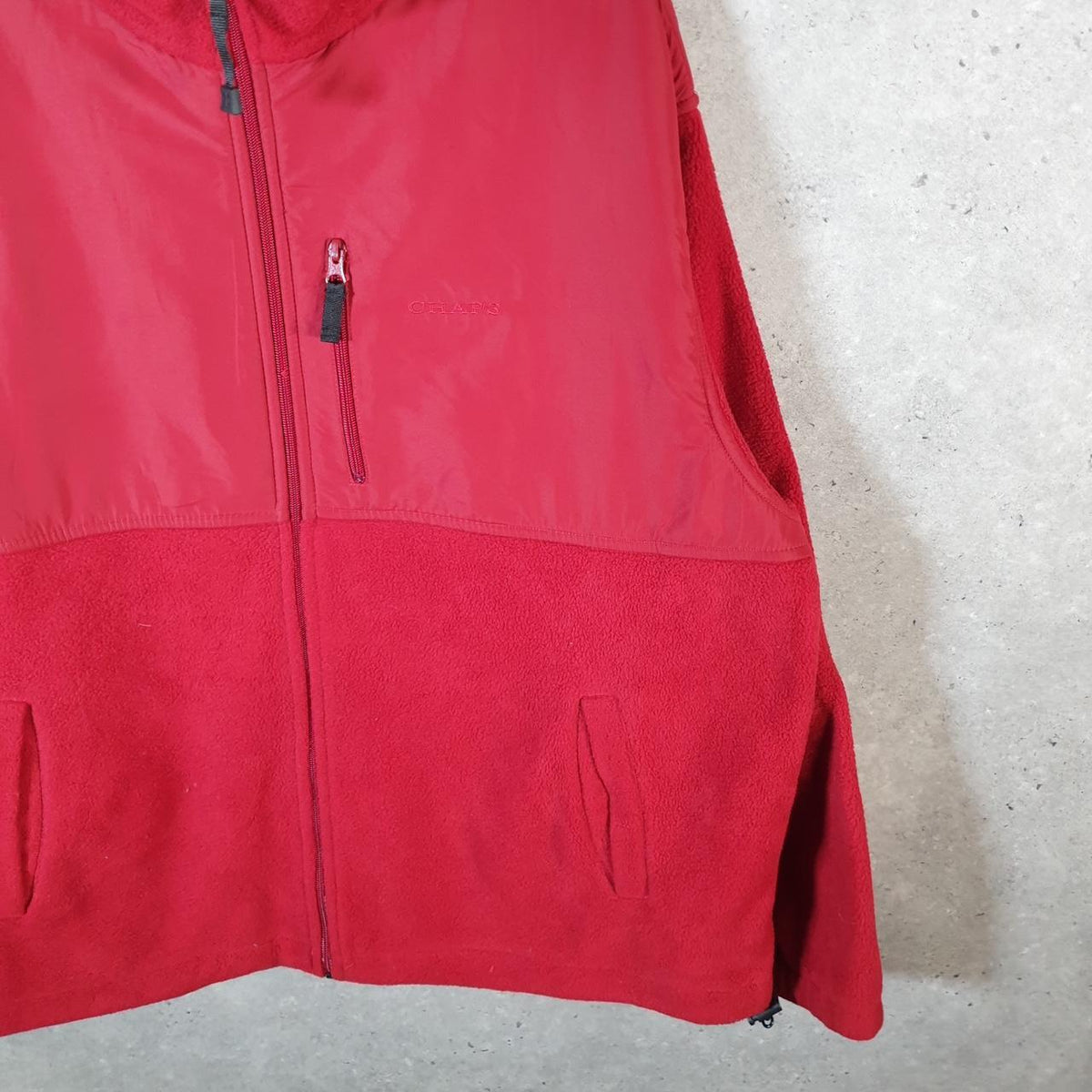 Chaps Ralph Lauren Full Zip Fleece Sweatshirt Mens XL Red Embroidered Logo