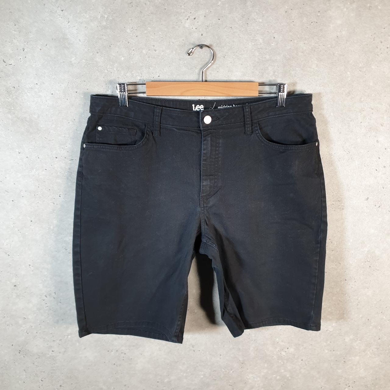 Vintage Lee Baggy Shorts Jorts Cargo Womens W36 Black Denim Relaxed Cargo