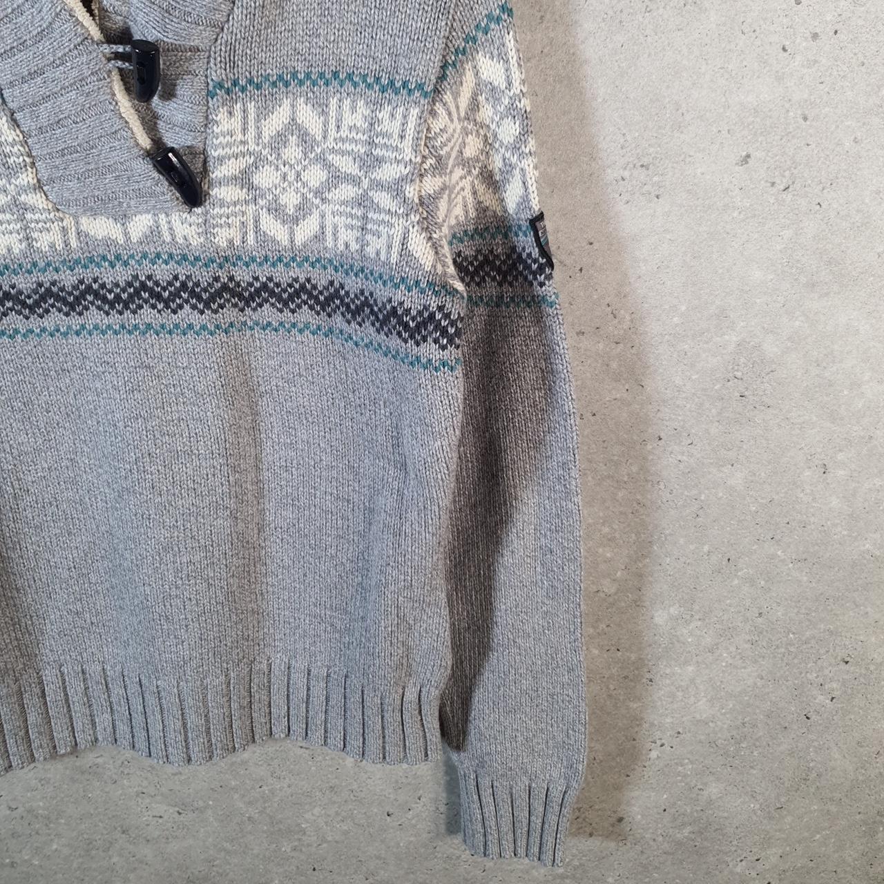 Vintage The North Face Knit Sweater Womens Medium Grey Y2K Pullover 1/4 Button