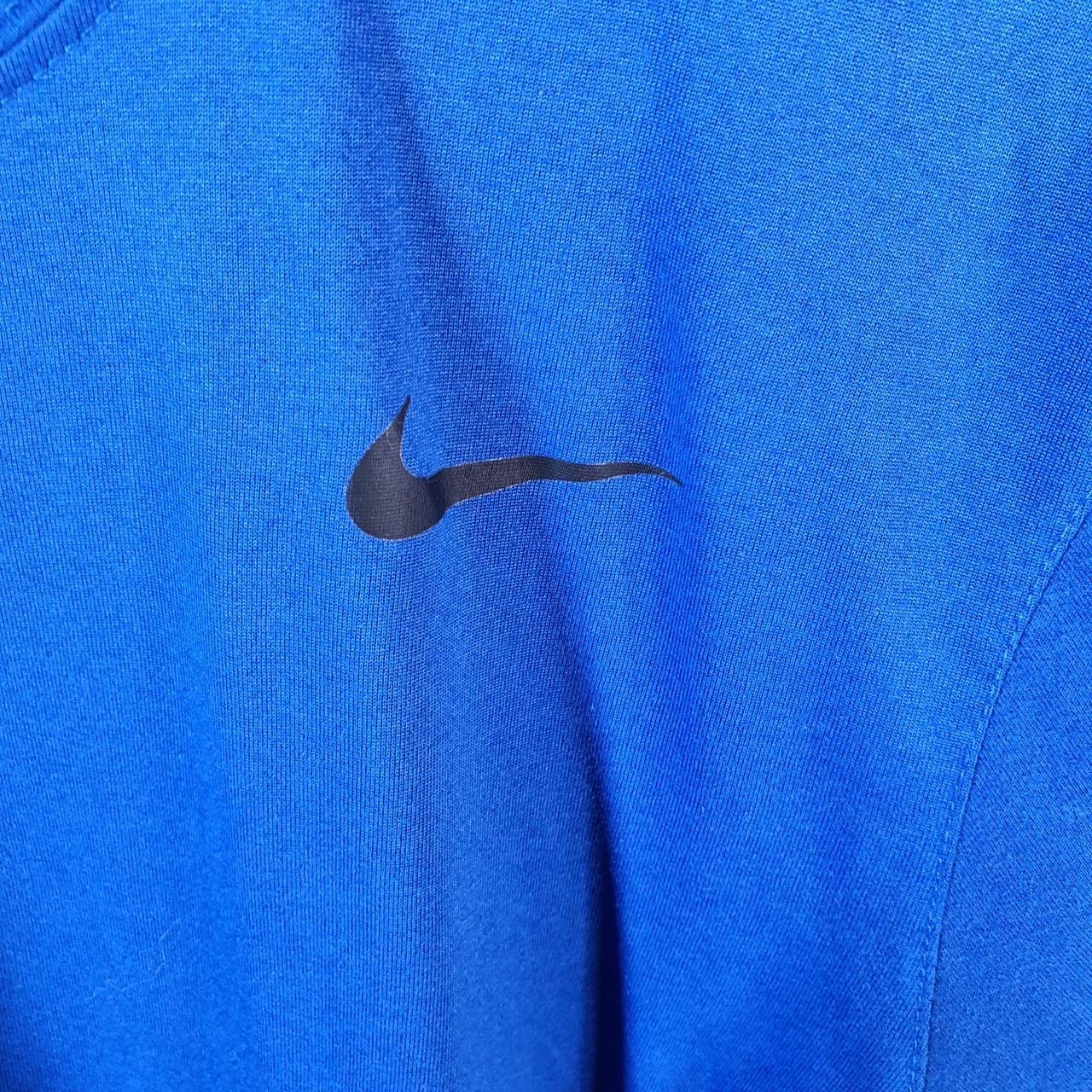 Vintage Nike Dri Fit Spellout T Shirt Men’s Medium Blue Logo Swoosh Athletic