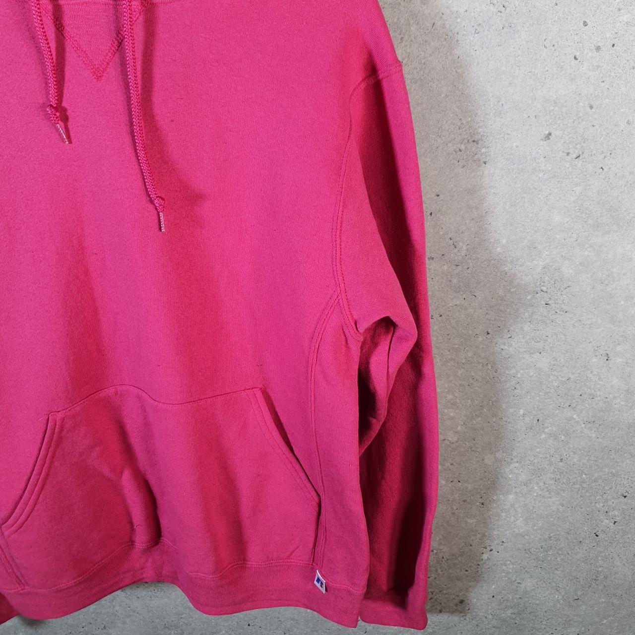 Vintage Russell Athletic Spellout Hoodie Womens Small Pink Pullover Baggy