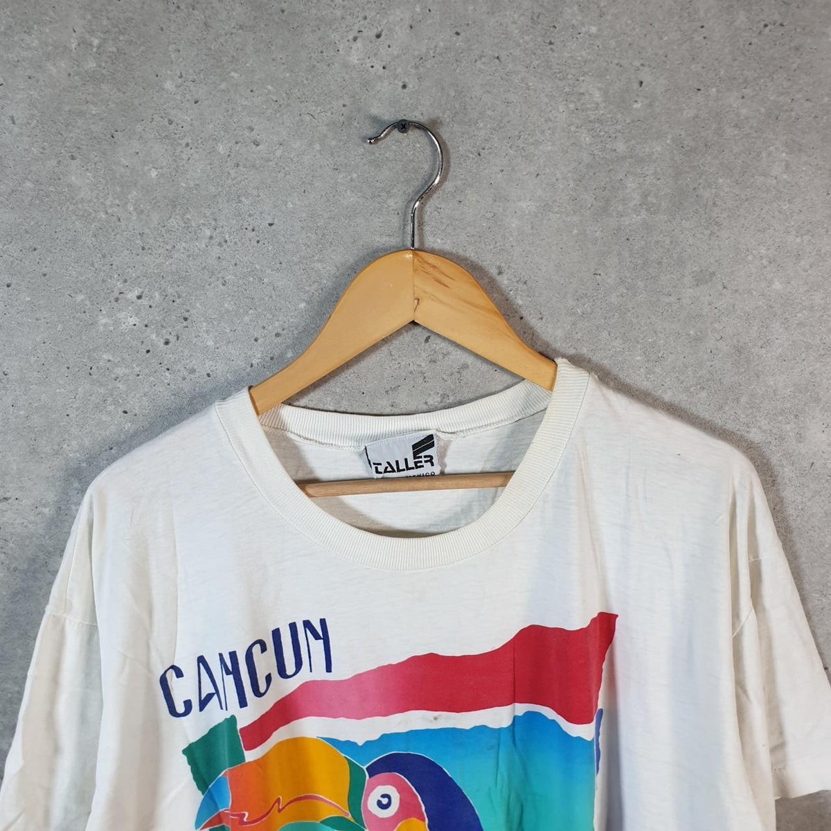 Vintage Taller Mexico Cancun 90s Graphic Single Stitch T Shirt Men’s Large White