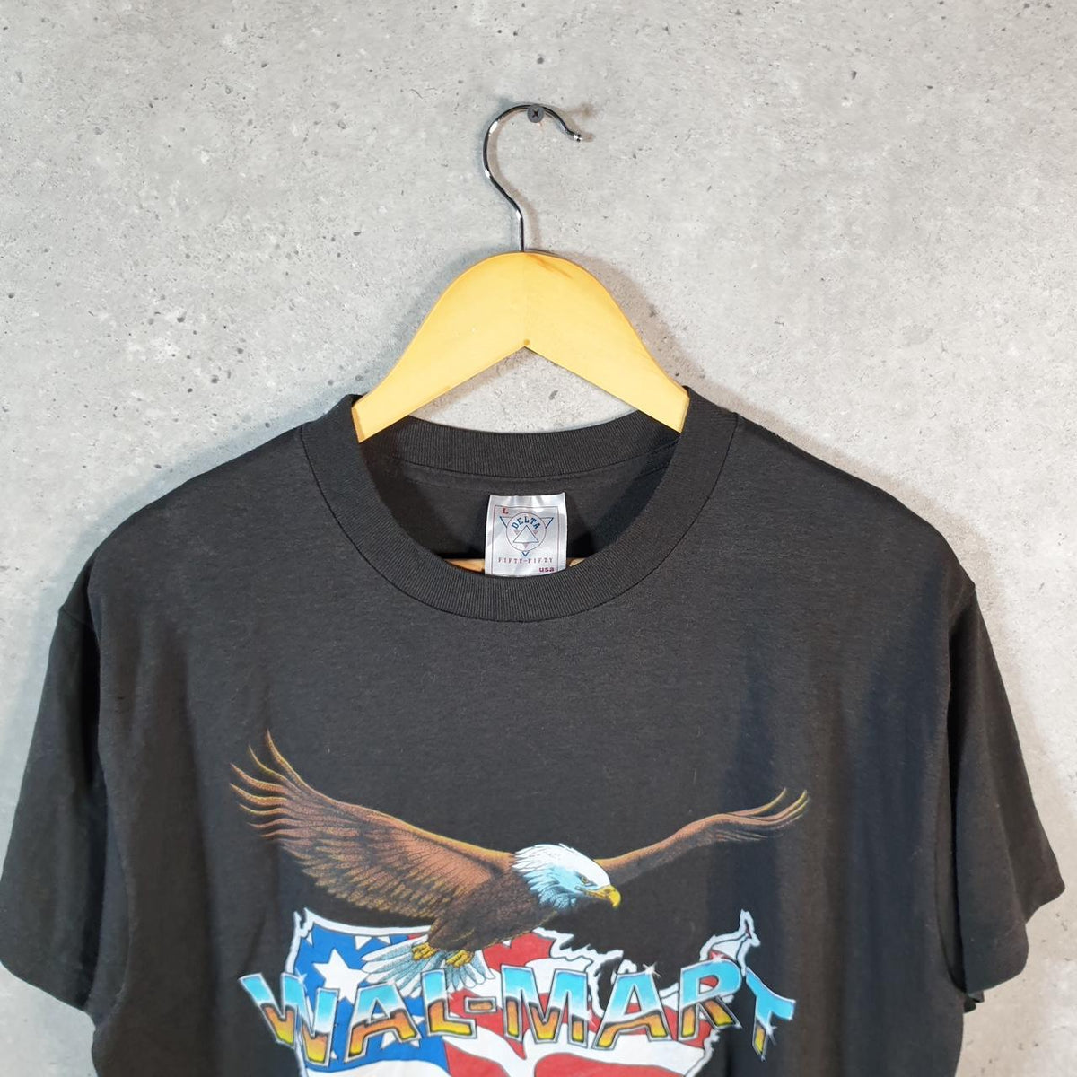Vintage Delta Walmart Eagle 90s USA Single Stitch T Shirt Men’s Large Black