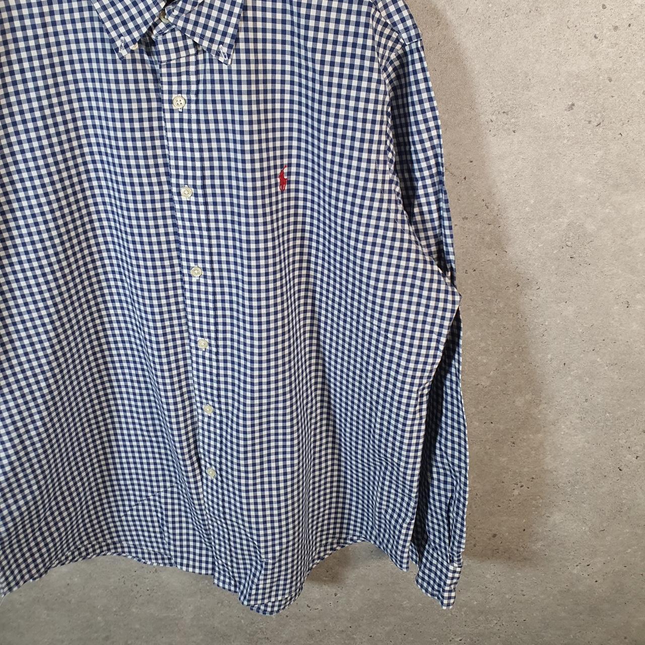 Vintage Ralph Lauren Button Down Shirt Men’s XL Blue Checkered Pony Cotton