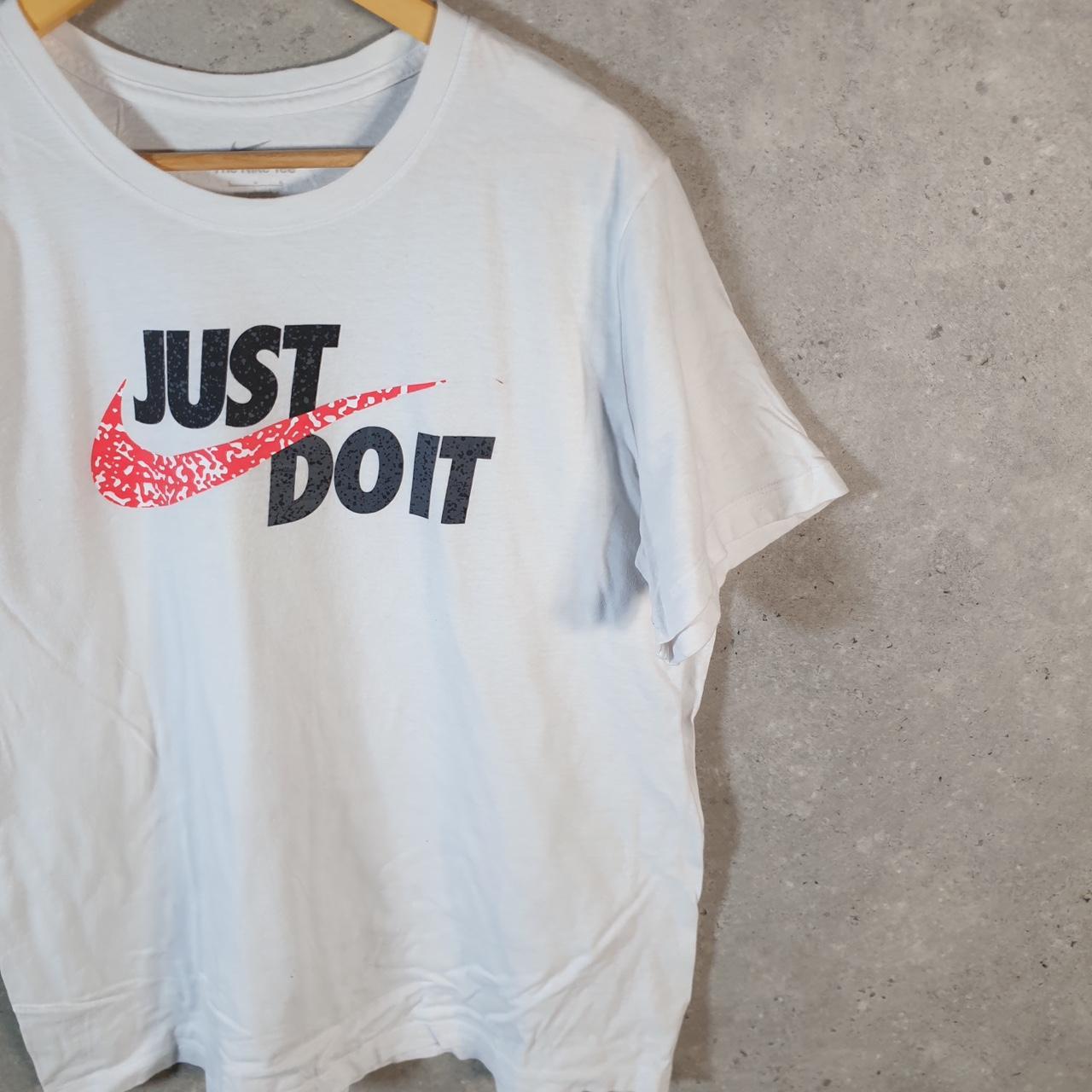 Vintage Nike Just Do It T Shirt Men’s Large White Logo Swoosh Athletic