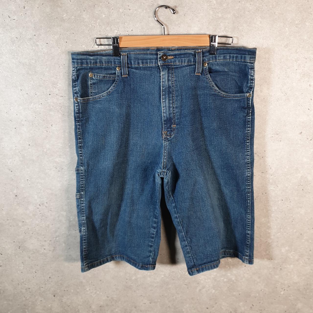 Vintage Dickies Baggy Denim Jean Shorts Jorts Cargo Mens W38 Blue Loose Fit