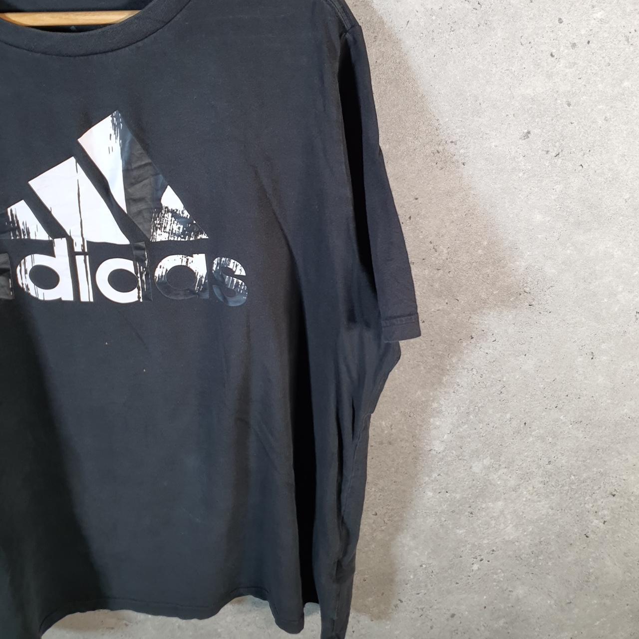 Vintage Adidas Spellout T Shirt Womens 2XL Black Three Stripes Logo Athletic