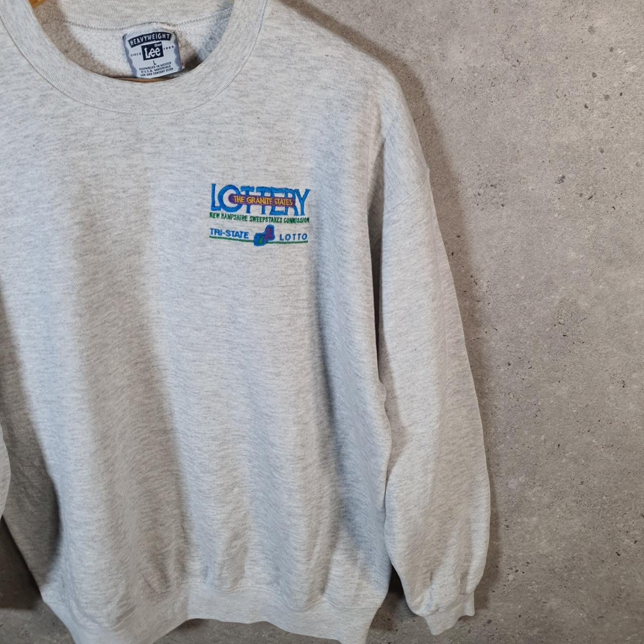 Vintage Lee Heavyweight Sweatshirt Men’s XL Grey Lottery Tri State New Hampshire