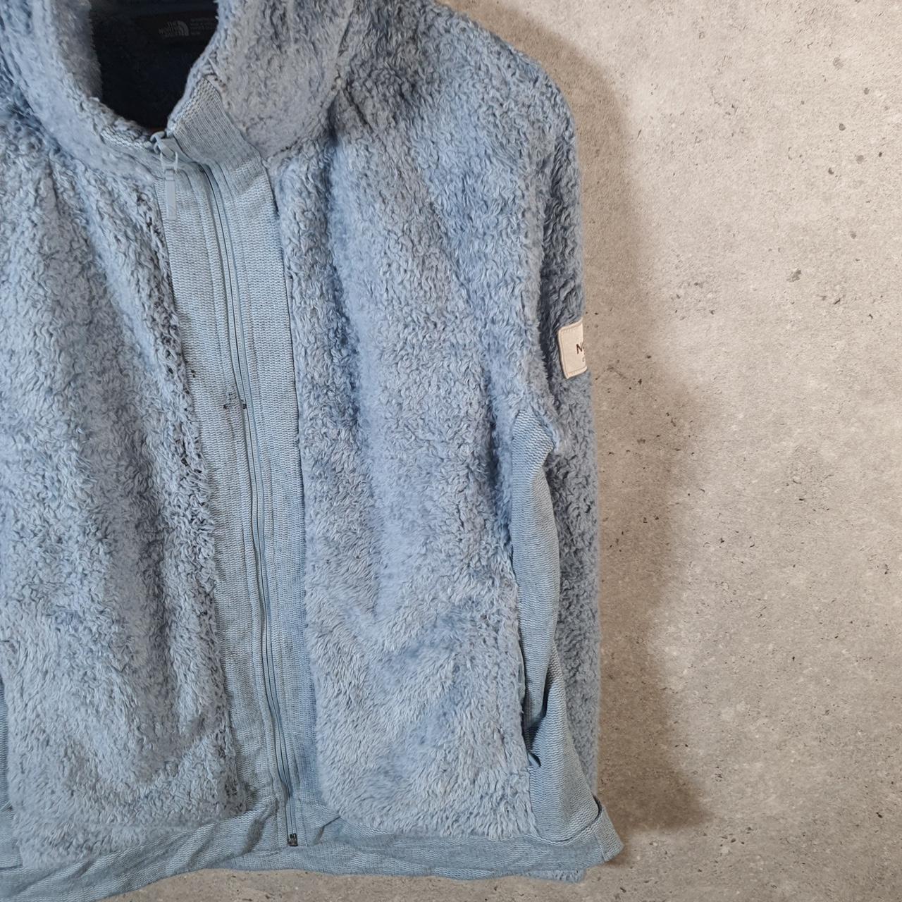 Vintage The North Face TNF Teddy Fleece Sweatshirt  Womens Medium Blue Full Zip Logo