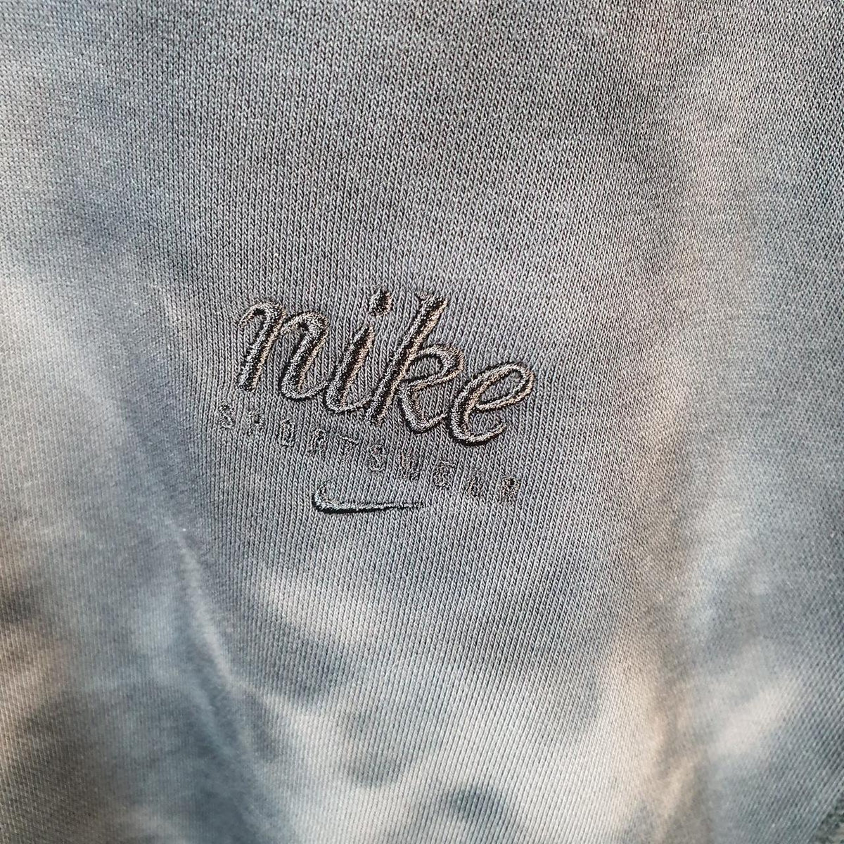 Vintage Nike Club Sweatshirt Mens Medium Tie Dye Grey Swoosh Y2K Pullover Logo