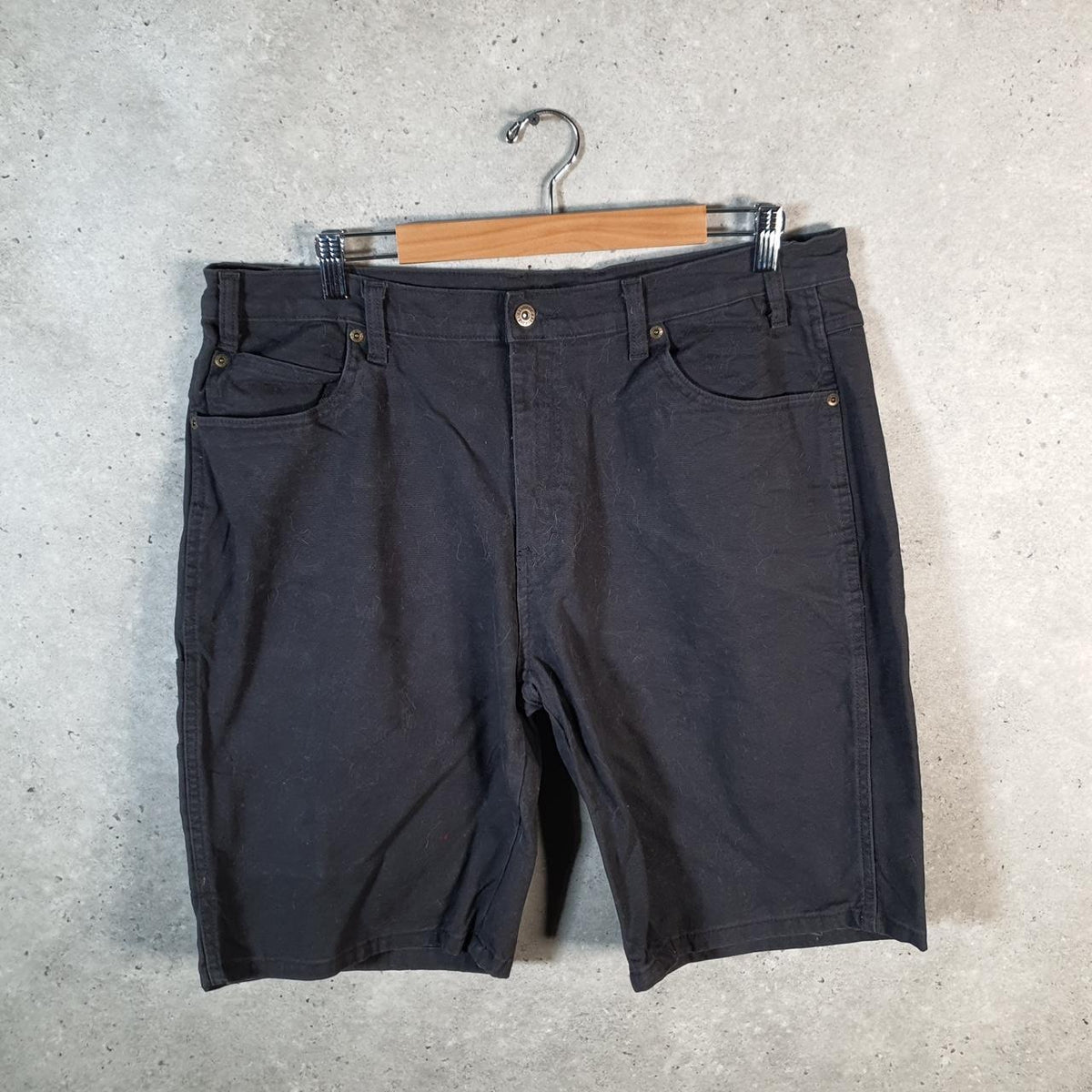 Vintage Dickies Baggy Chino Shorts Jorts Cargo Mens W36 Black Regular Fit