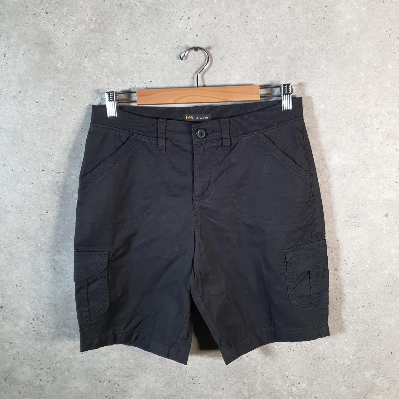 Vintage Lee Chino Shorts Jorts Cargo Womens W30 Black Baggy Cotton A4441