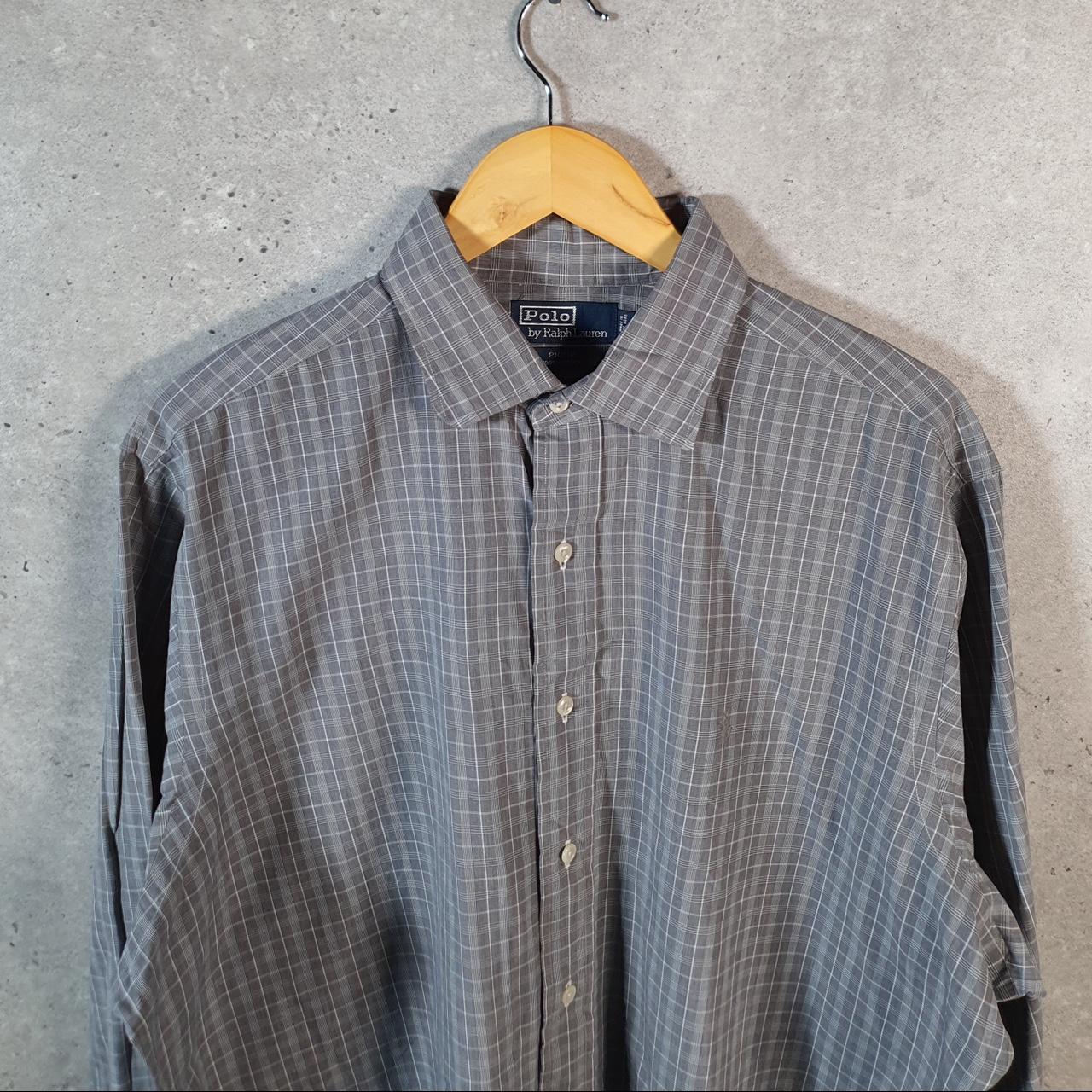 Vintage Ralph Lauren Button Down Shirt Men’s Large Grey Checkered Philip Pony Casual C8453