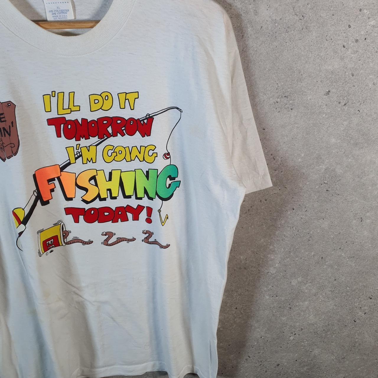 Vintage Centre Star Fishing USA Single Stitch T Shirt Men’s XL White