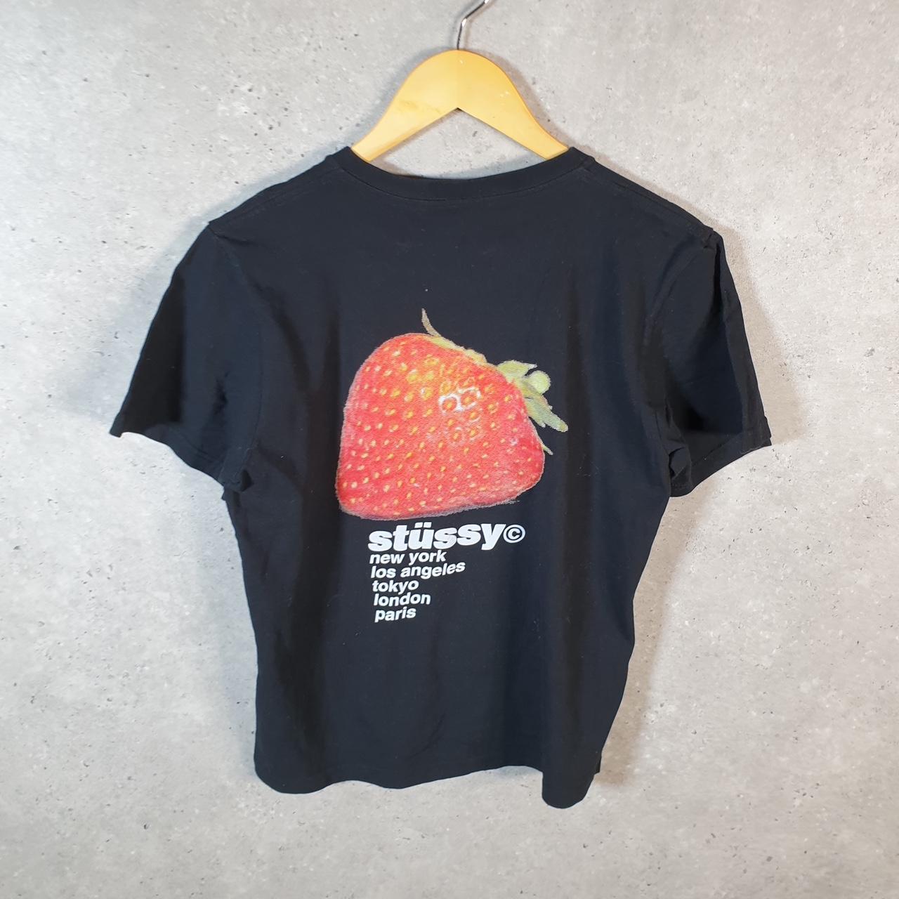 Vintage Stussy Strawberyt Printed Printed T Shirt Men’s XS Black Graphic Short Sleeve