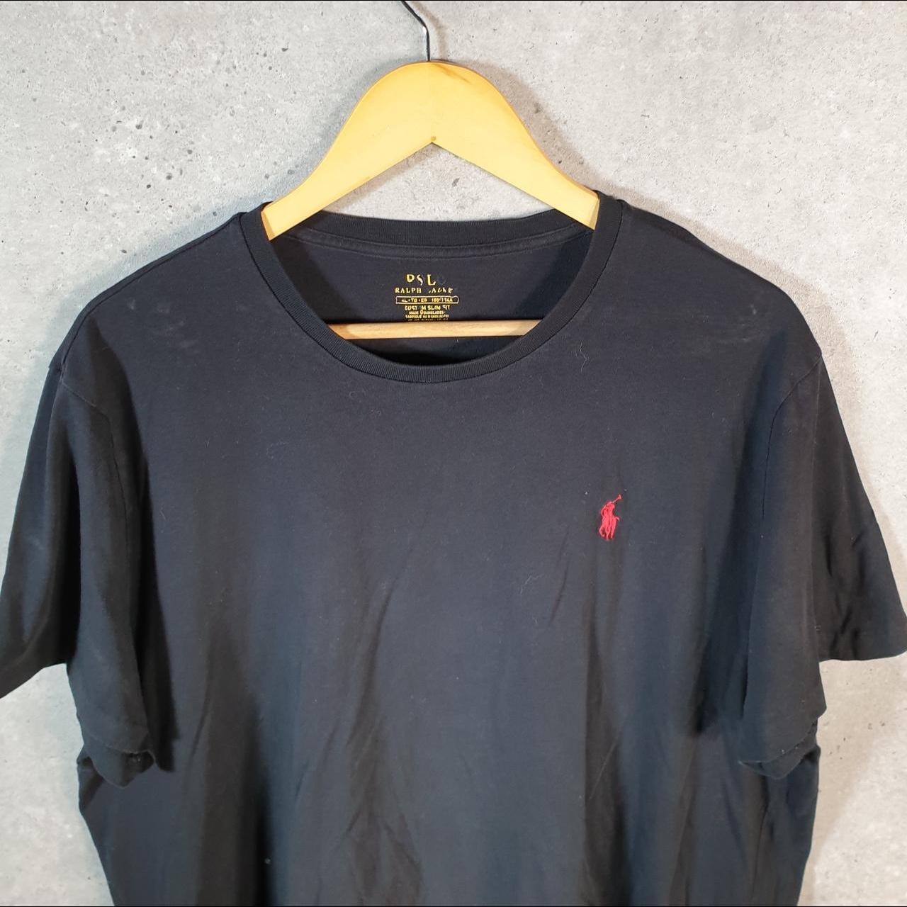 Vintage Ralph Lauren Polo T Shirt Men’s XL Black Embroidered Custom Slim Fit Pony C8610