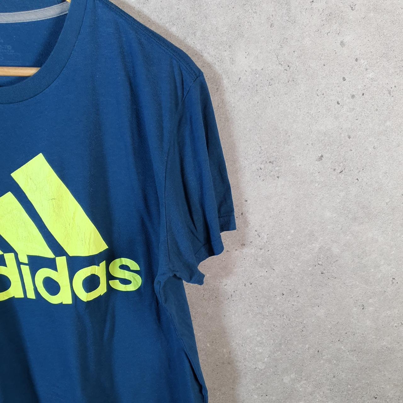 Vintage Adidas Go To Performance T Shirt Men’s Large Blue Three Stripes Logo Athletic