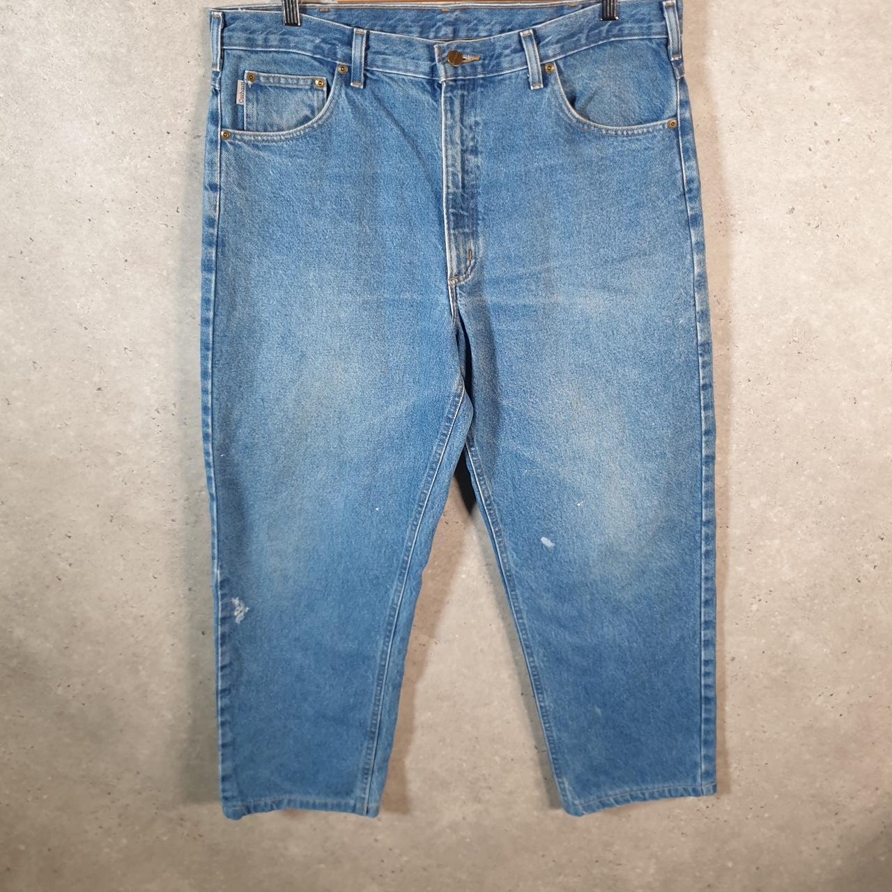Vintage Carhartt Workwear Carpenter Jeans Mens W38 L26 Blue Denim Relaxed Fit USA