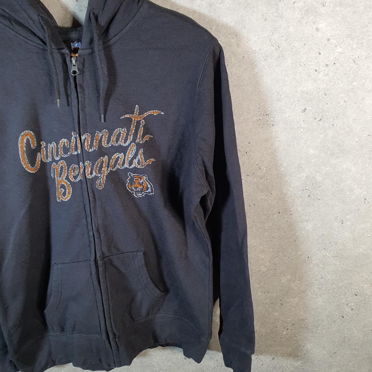 Vintage NFL Cinicinatti Bengals Hoodie Womens Medium Black Full Zip USA Pro Sport