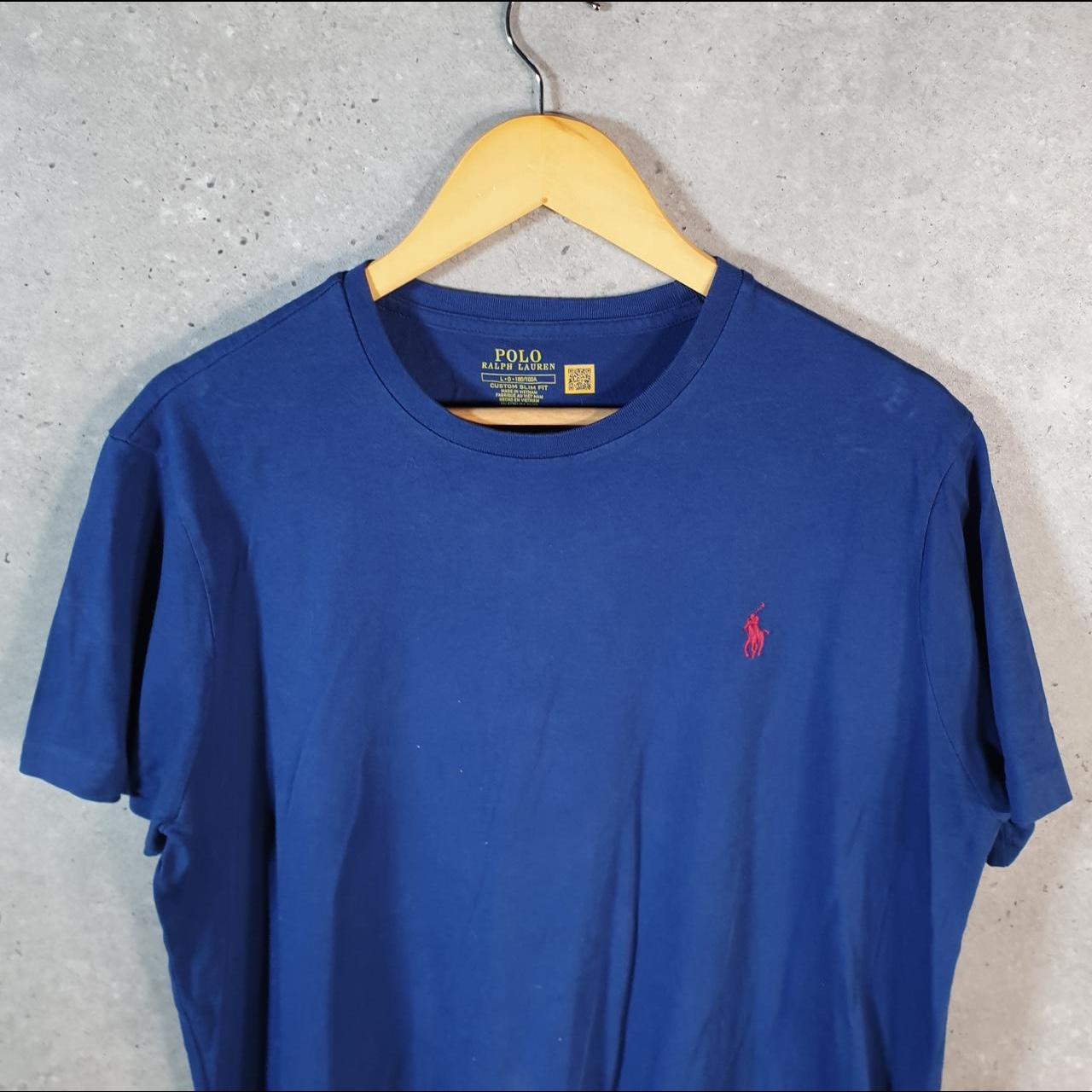 Vintage Ralph Lauren Polo Sport T Shirt Men’s Large Blue Custom Slim Fit Embroidered Pony C8616