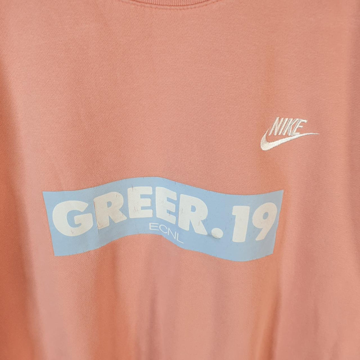 Vintage Nike Club Sweatshirt Mens Medium Pink Single Swoosh Logo