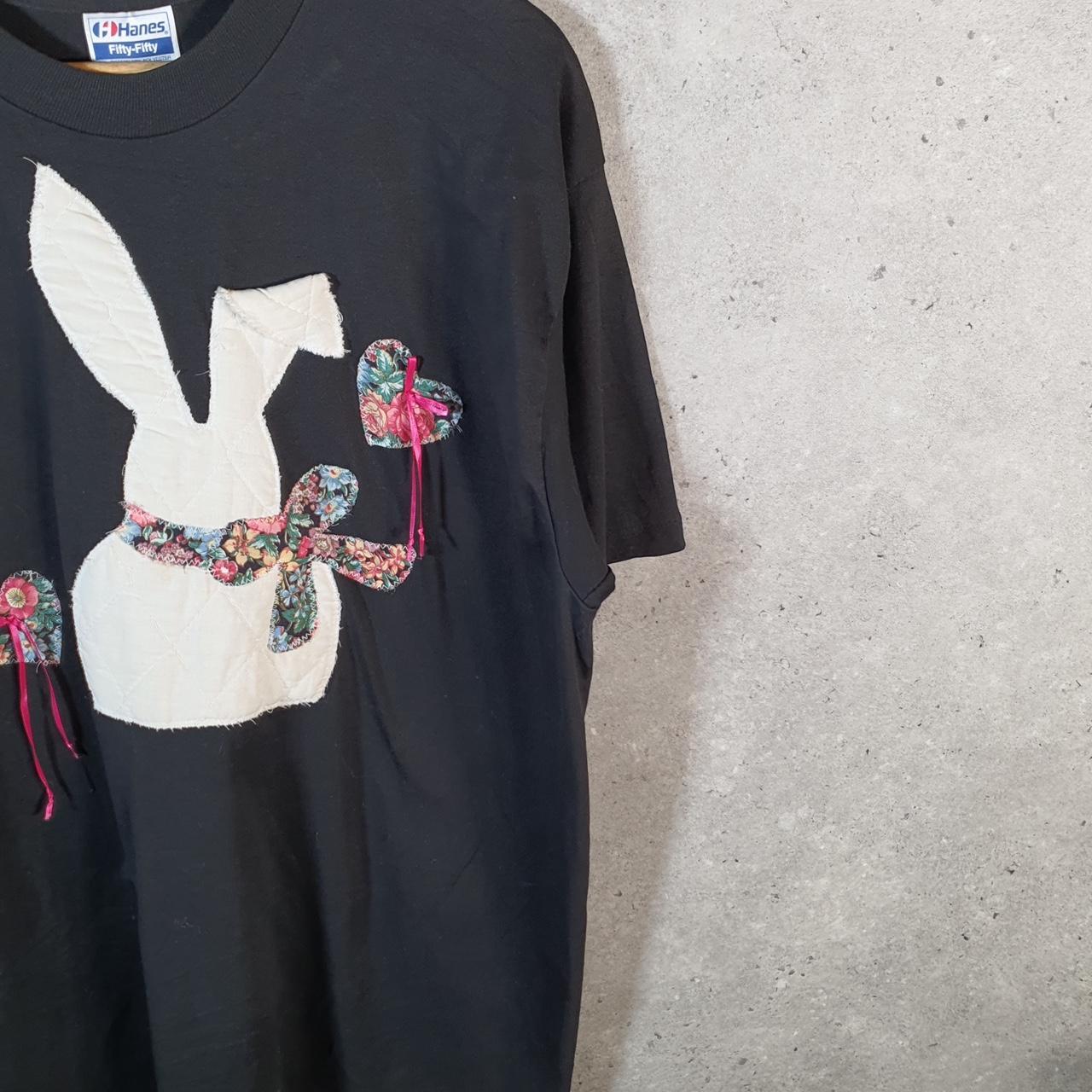 Vintage Hanes Bunny Love Heart 90s USA Single Stitch T Shirt Men’s XL Black