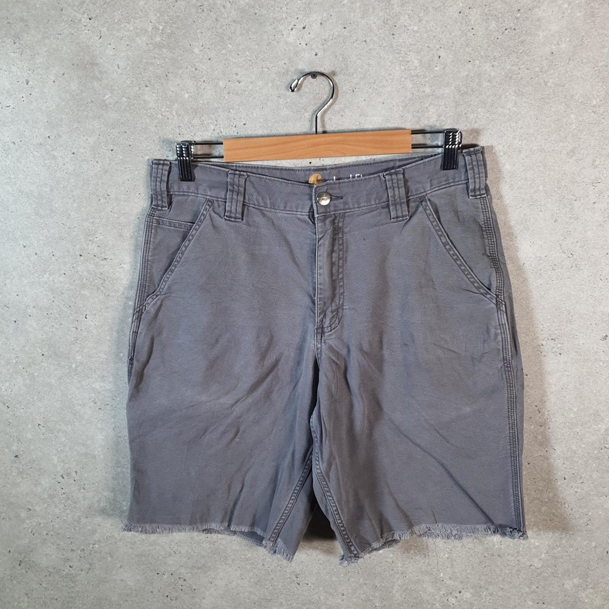 Vintage Carhartt Baggy Carpenter Shorts Jorts Cargo Men’s W33 Grey Relaxed Fit Workwear A4872
