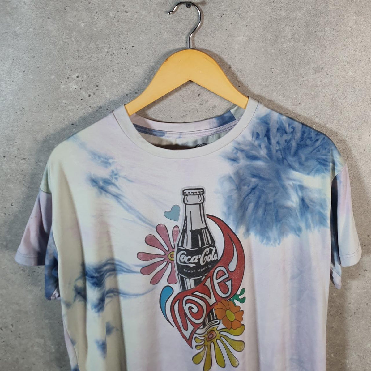 Vintage Coke Coca Cola 90s USA T Shirt Tie Dye Men’s Medium Graphic Spellout C9753