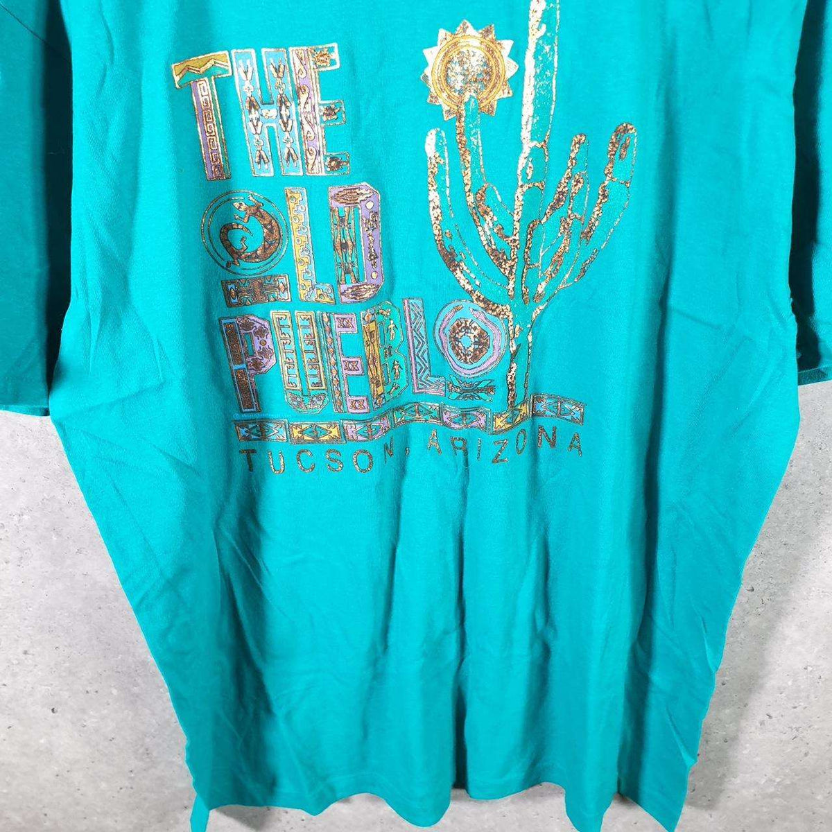 Vintage Oneita Power Pueblo Tucson Arizona T Single Stitch T Shirt Men’s XL Blue Big Fish Vintage
