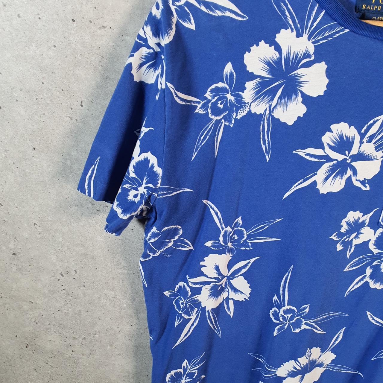 Vintage Ralph Lauren Polo Paisley Floral T Shirt Men’s Small AOP Blue Classic Fit Pony