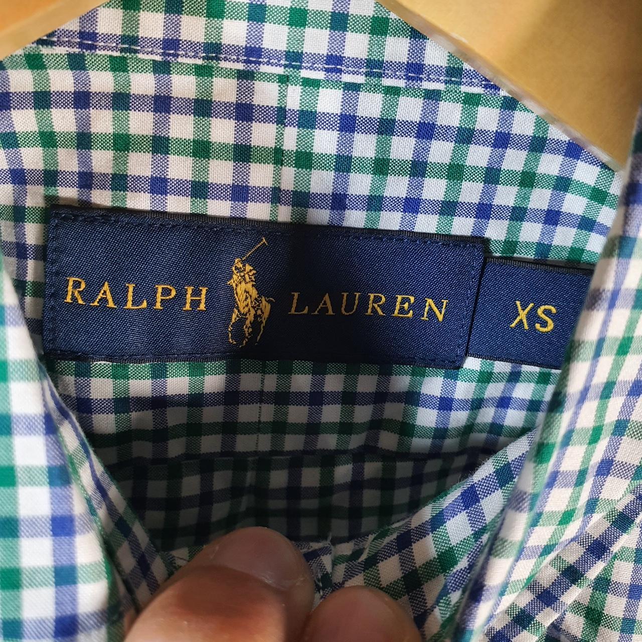 Vintage Ralph Lauren Button Down Shirt Men’s XS Blue Checkered Classic Fit Cotton Pony
