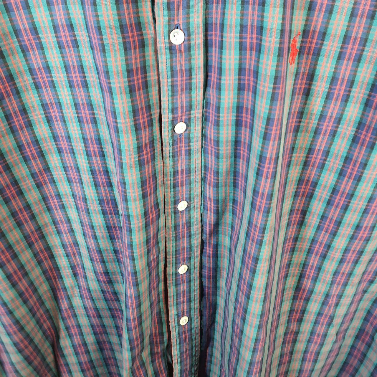 Vintage Ralph Lauren Button Down Shirt Men’s Large Purple Lowell Checkered Pony Casual C8471