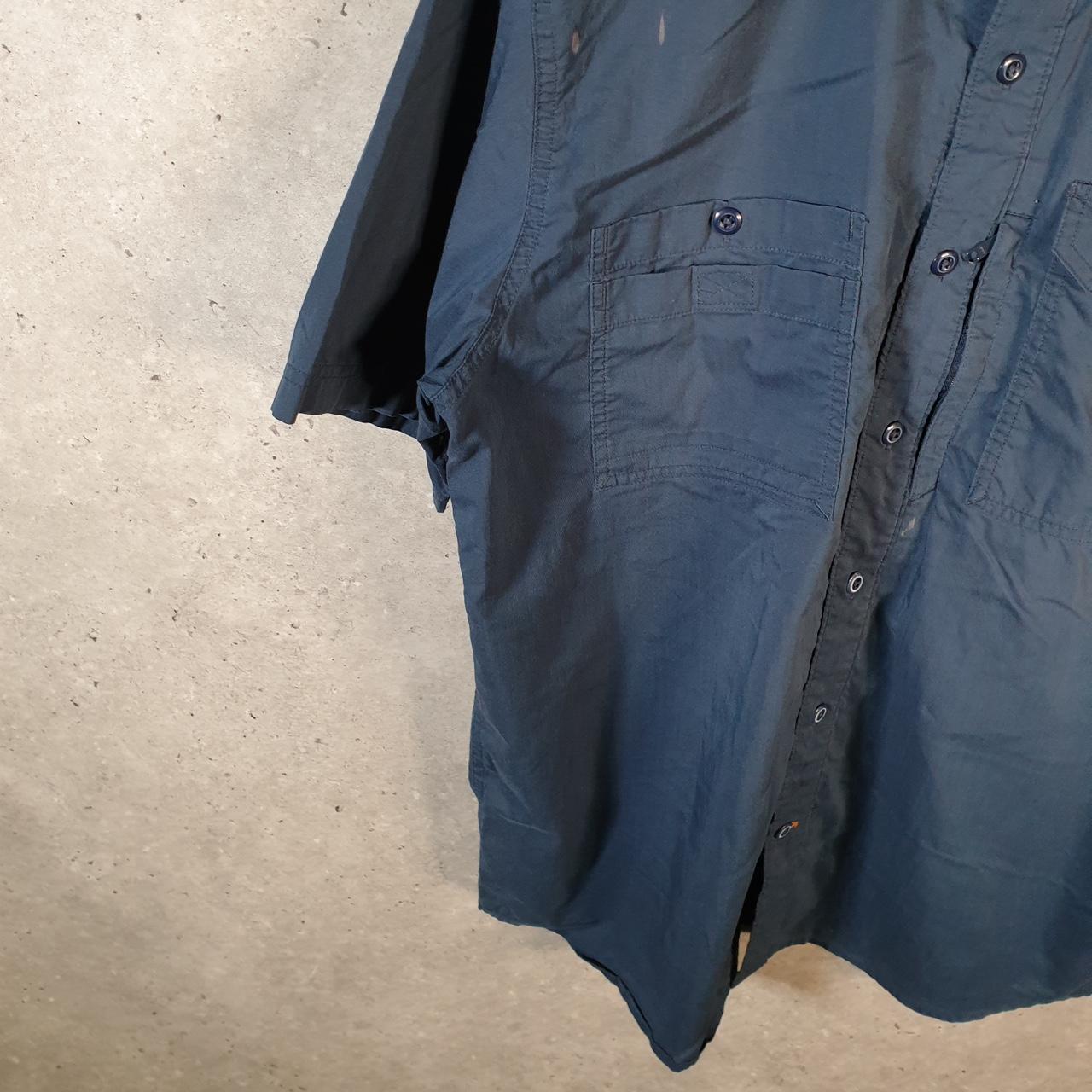 Vintage Carhartt Shirt Button Down Mens Large Navy Blue Short Sleeve Utility Relaxed Fit