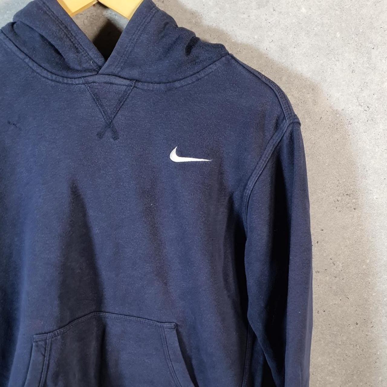 Vintage Nike Club Embroidered Hoodie Kids XL Navy Blue Swoosh Y2K Pullover