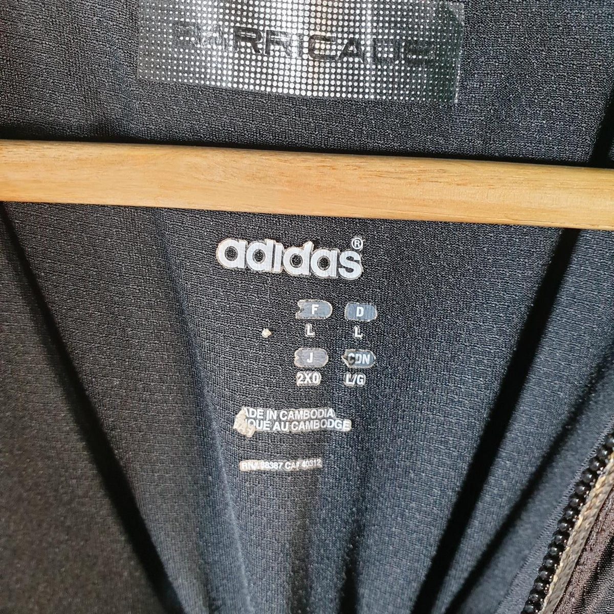 Vintage Adidas Barricade Windbreaker Track Jacket Mens Large Black USA Three Stripes Full Zip