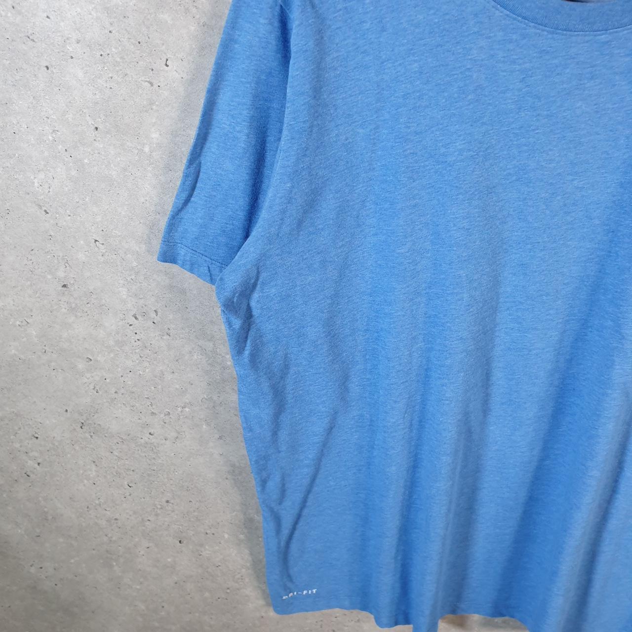 Vintage Nike Dri Fit T Shirt Men’s Medium Blue Logo Printed Swoosh Athletic