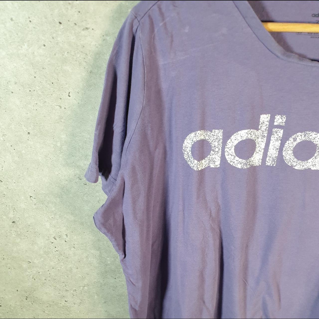 Vintage Adidas Spellout T Shirt Womens 3XL Lilac Three Stripes Logo Athletic