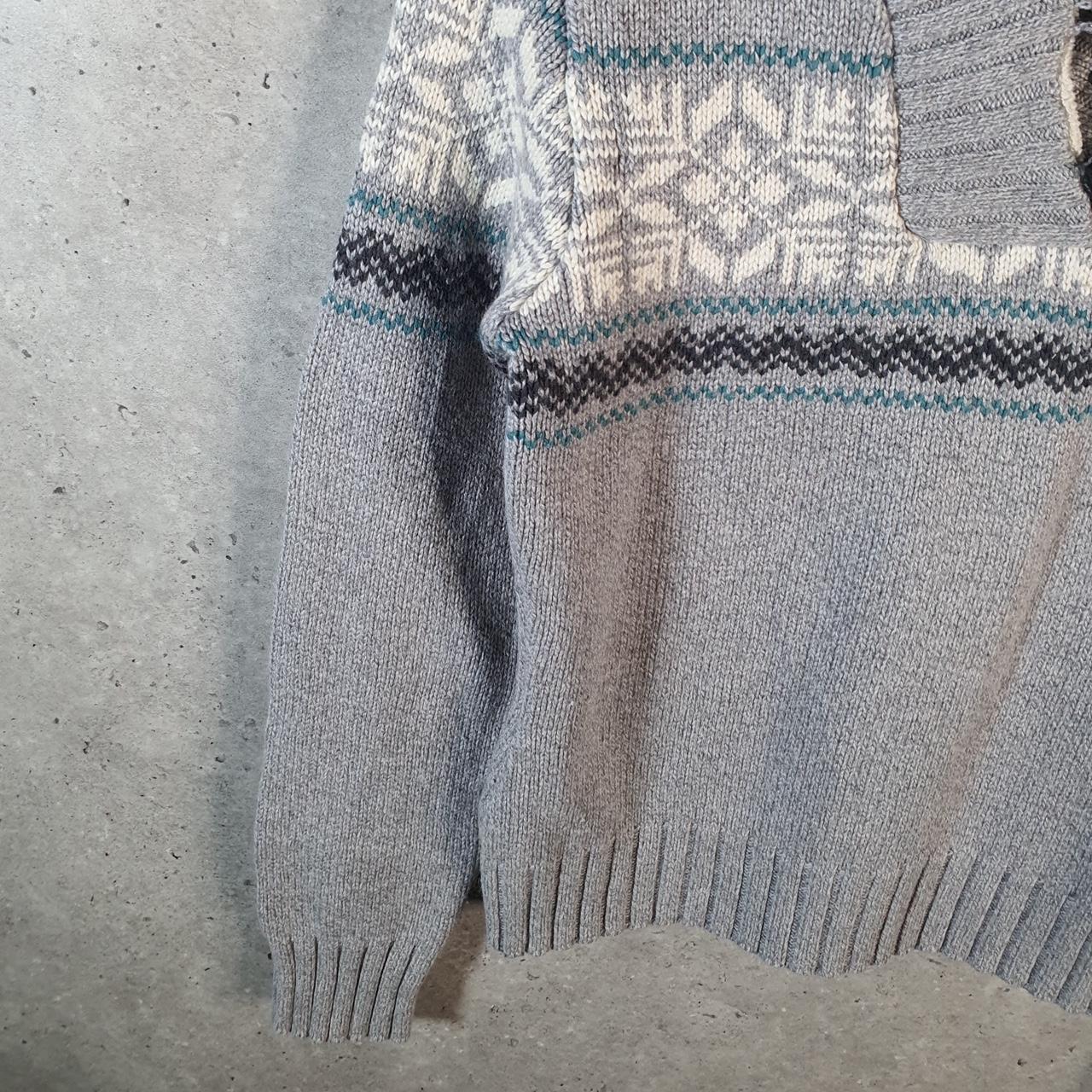 Vintage The North Face Knit Sweater Womens Medium Grey Y2K Pullover 1/4 Button