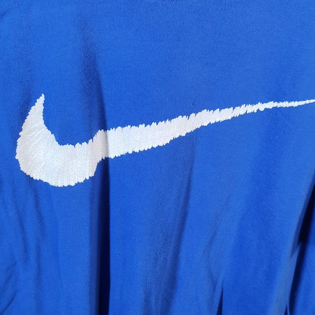 Vintage Nike T Shirt Men’s Large Blue Printed Single Swoosh Logo Athletic Big Fish Vintage