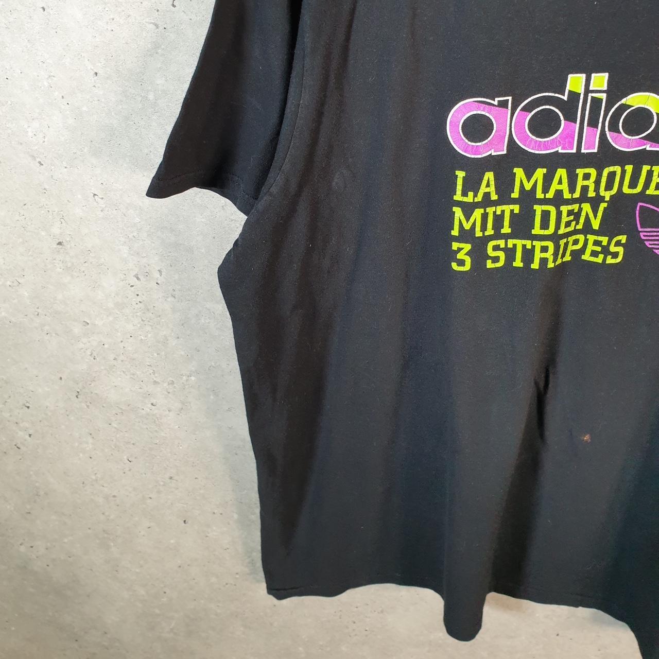 Vintage Adidas Spellout T Shirt Men’s Large Black Three Stripes Logo Athletic