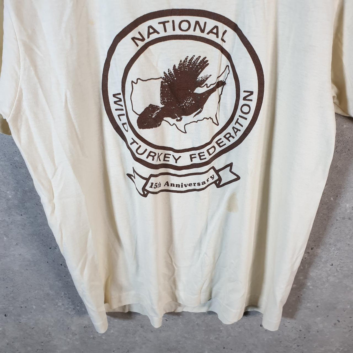Vintage Screen Stars Best Wild Turkey Federation USA Single Stitch T Shirt Men’s Large Beige Big Fish Vintage