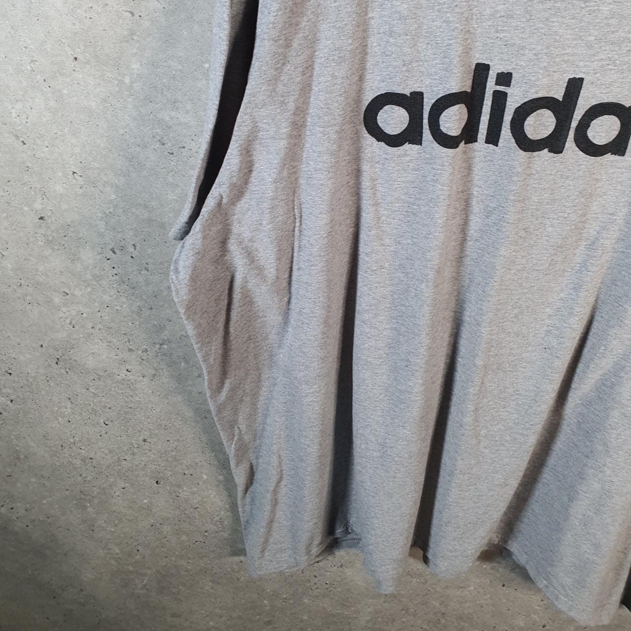 Vintage Adidas Spellout Retro T Shirt Men’s 2XL Grey Three Stripes Logo